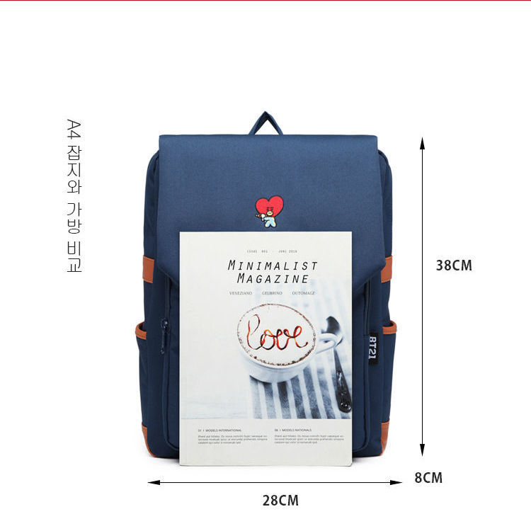 15 Inch Bt21 Kpop Computer Bag Cartoon Embroidery Backpack Anime Figures Tata Rj Mang Chimmy Shooky 1 - BT21 Plush