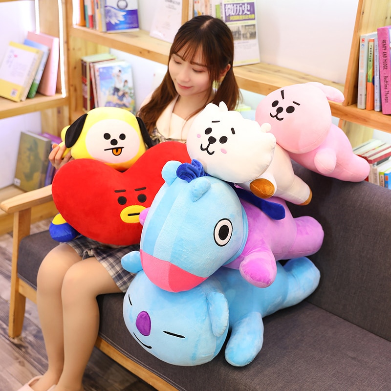 40 60cm Kawaii Kpop Celebrity Cartoon Lying Animal Lovely Plush Toys Stuffed Doll Anime Soft Rabbit 1 - BT21 Plush