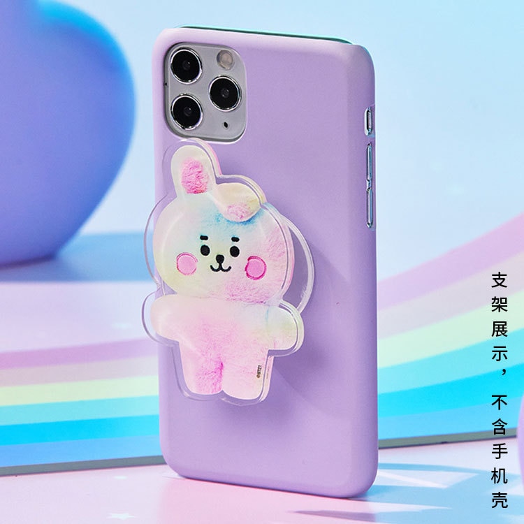 Kawaii Bt21 Mobile Phone Holder Anime Kpop Cartoon Rainbow Rabbit Love Figure Sticky Phone Holder Protective 3 - BT21 Plush