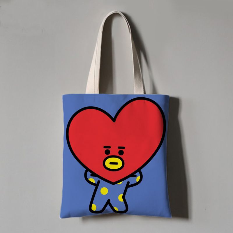 Kawii Kpop Bt21 Canvas Bag Anime Students Kids Messenger Bags Female Cute High Capacity Plush Toy 2 - BT21 Plush
