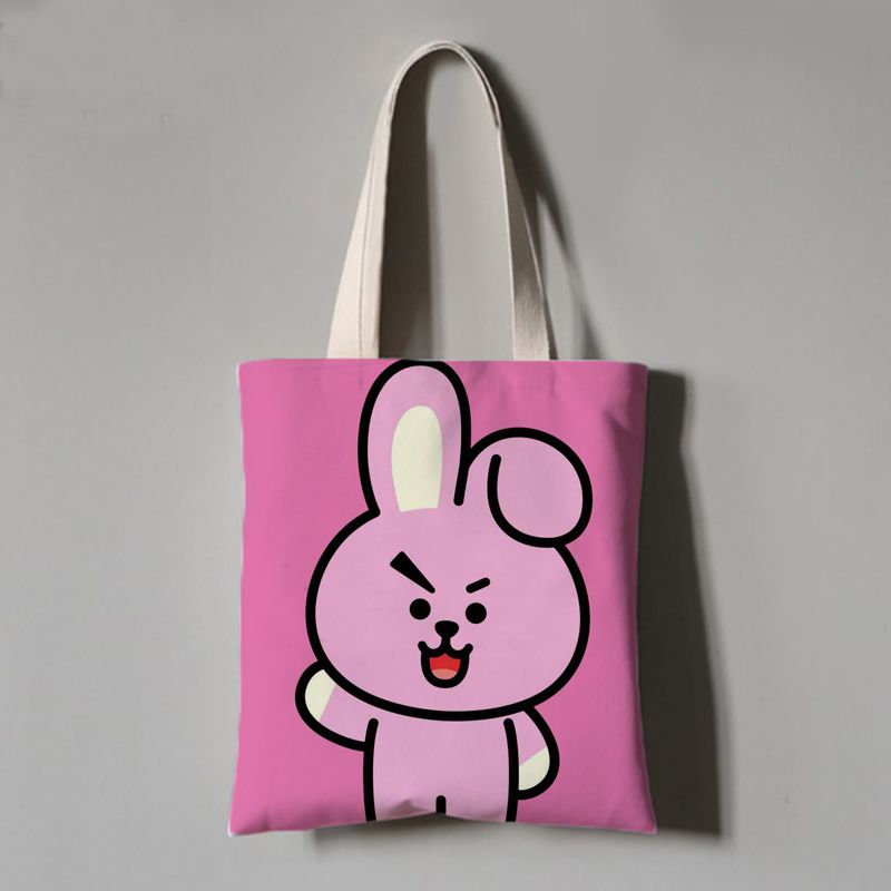 Kawii Kpop Bt21 Canvas Bag Anime Students Kids Messenger Bags Female Cute High Capacity Plush Toy 4 - BT21 Plush