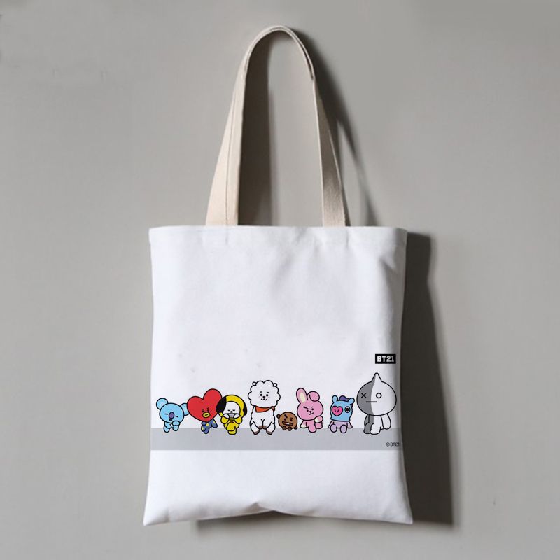 Kawii Kpop Bt21 Canvas Bag Anime Students Kids Messenger Bags Female Cute High Capacity Plush Toy 5 - BT21 Plush