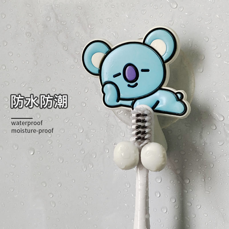 Kpop Bt21 Toothbrush Holder Anime Plush Doll Seamless Paste Bathroom Free Punching Wall Mounted Holder Storage 2 - BT21 Plush
