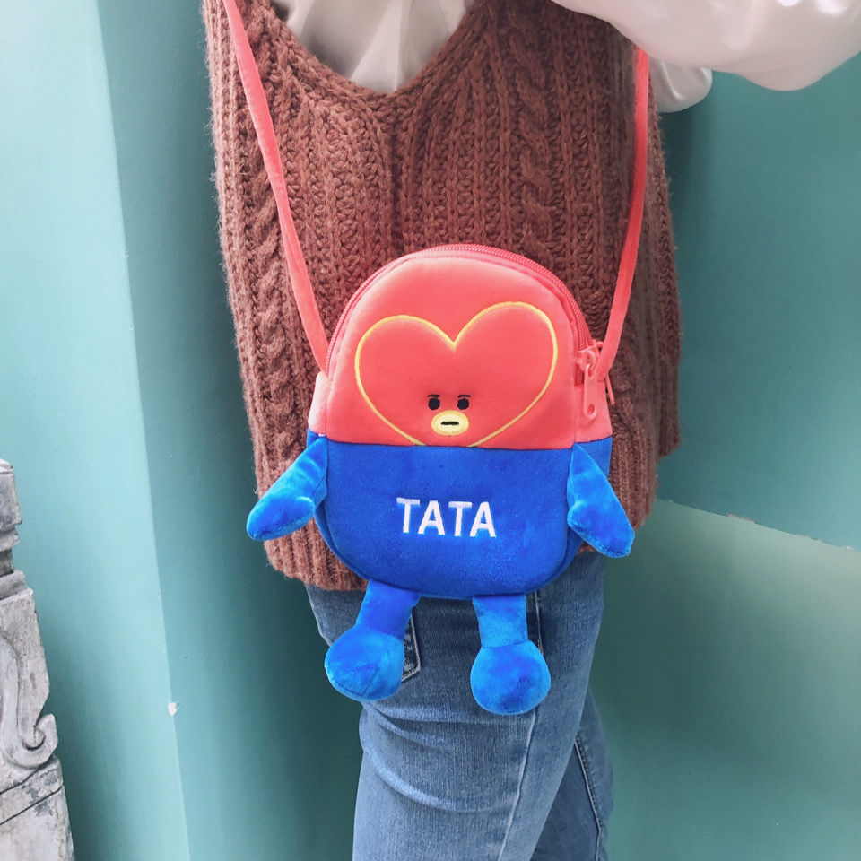 South Korea Bt21 Phone Bag Plush Toy Tata Rj Chimmy Shooky Cartoon Cute Doll Double Layer 1 - BT21 Plush