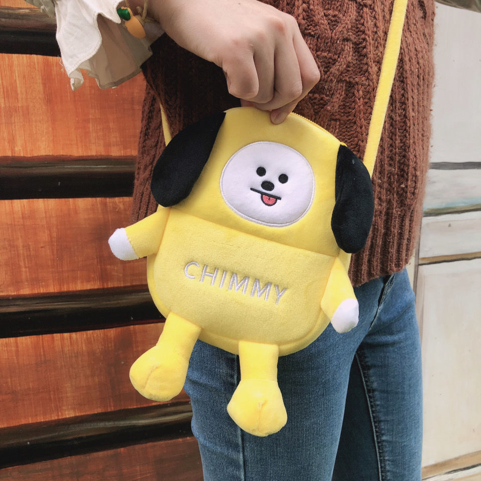 South Korea Bt21 Phone Bag Plush Toy Tata Rj Chimmy Shooky Cartoon Cute Doll Double Layer 2 - BT21 Plush